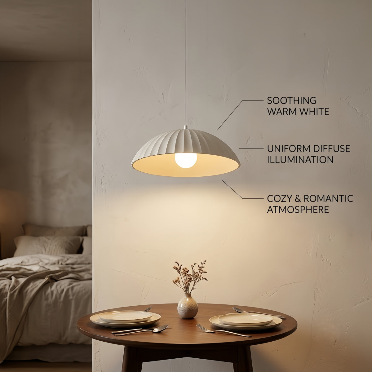 12Crema Modern Single-Head Pendant Light -- Gypsum for Dining Room