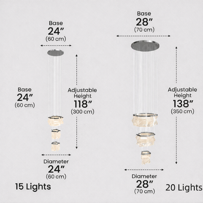 Excelis Royal Leaf-Layered Chandelier – Acrylic in Metallic Gold or Black Ash Dimmable