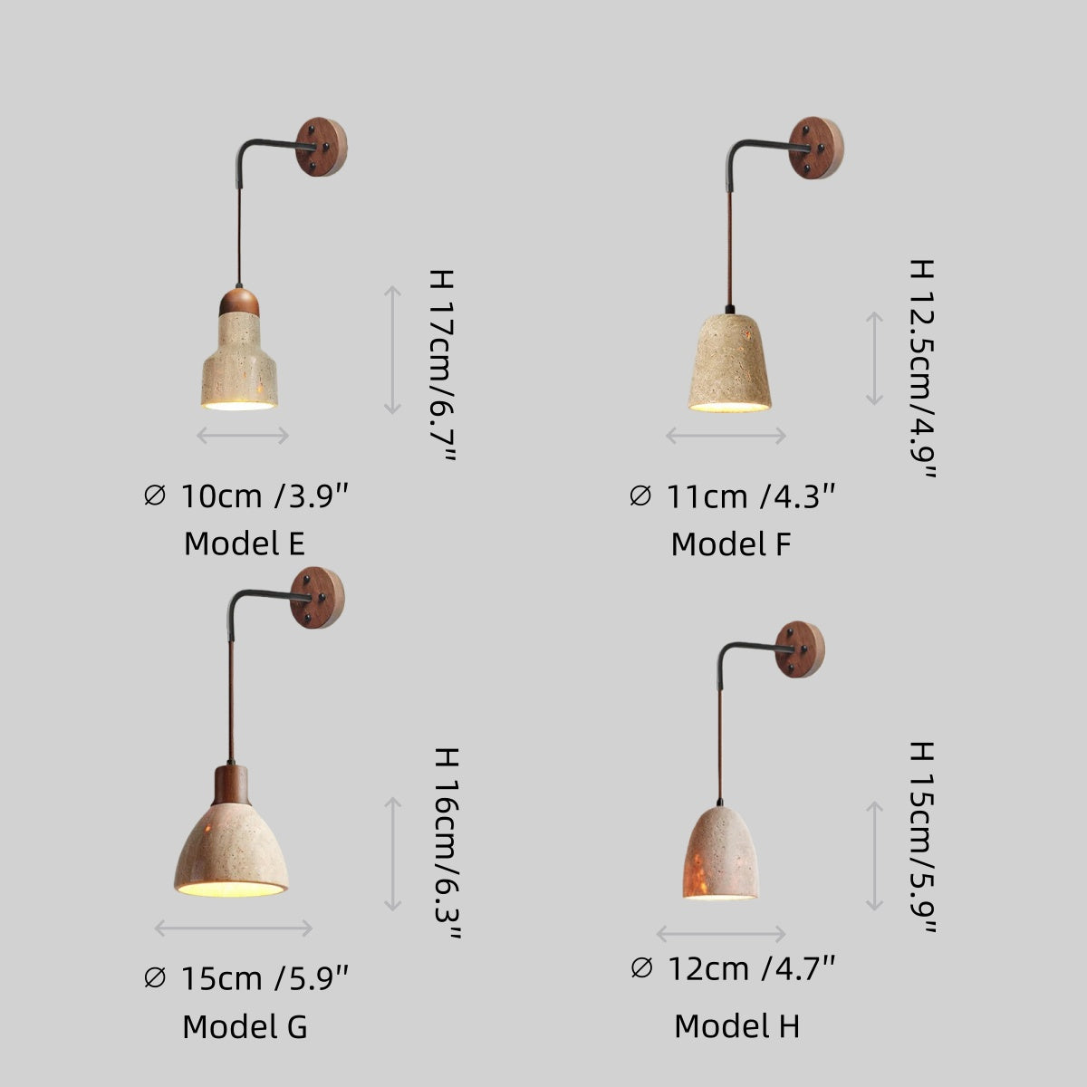 Wall Lamp — Travertine Shade Walnut Wood Socket for Bedside