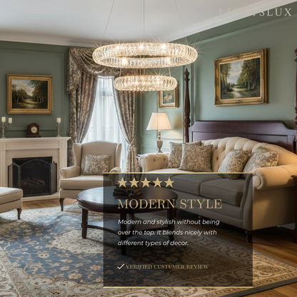 Excelis Luxury Tiered Crystal Chandelier – K9 Crystals Gold Finish Celestial Glow