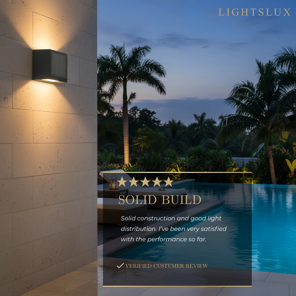 Minimalist Stainless Steel Outdoor Wall Sconce – Modern Exterior Light with Solar or Wired Power