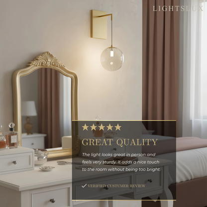 Excelis Modern Gold Globe Wall Sconce – Brushed Gold Finish Modern Elegant Design