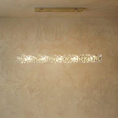 Lámpara araña de cristal lineal de lujo Excelis - Acero inoxidable dorado/plateado para comedor