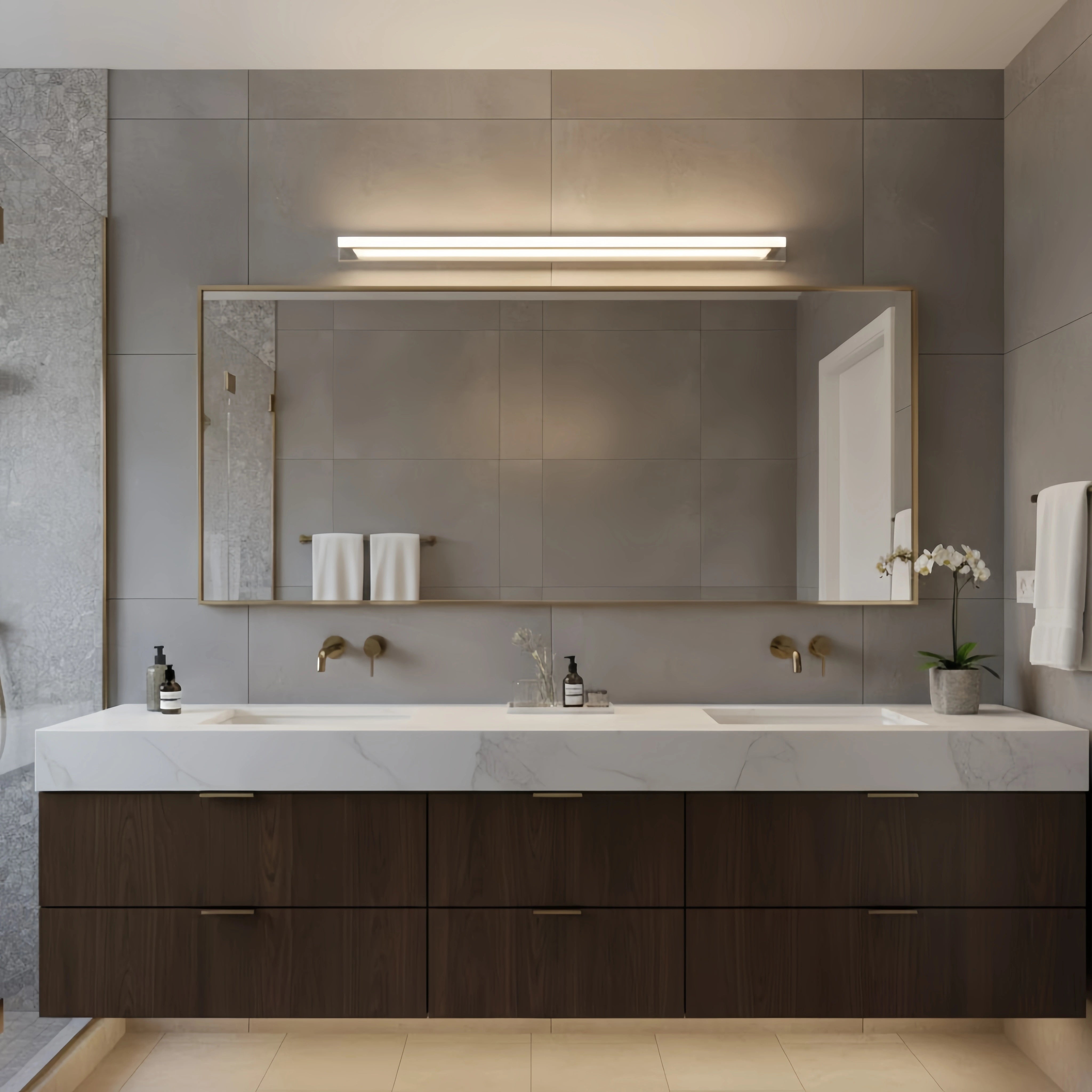 Lámpara de tocador moderna e impermeable Arcato para baño – Accesorio de acrílico blanco y metal