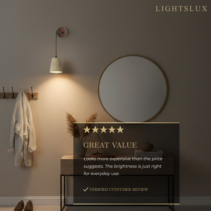 Wall Lamp — Travertine Shade Walnut Wood Socket for Bedside