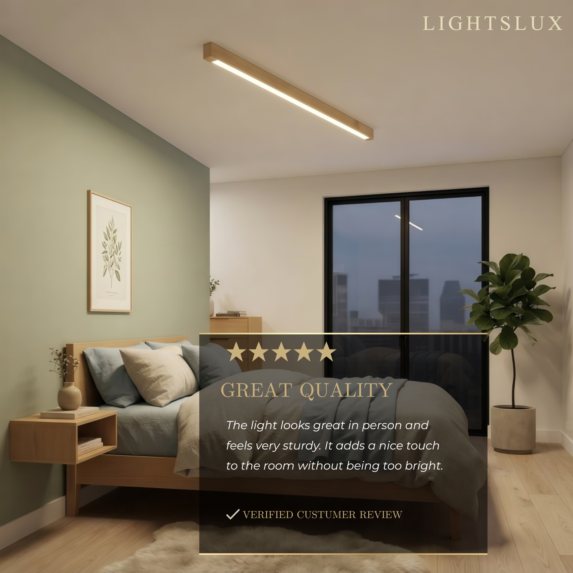Zenno Minimalist Linear Ceiling Light -- Natural Wood/Walnut for Hallway