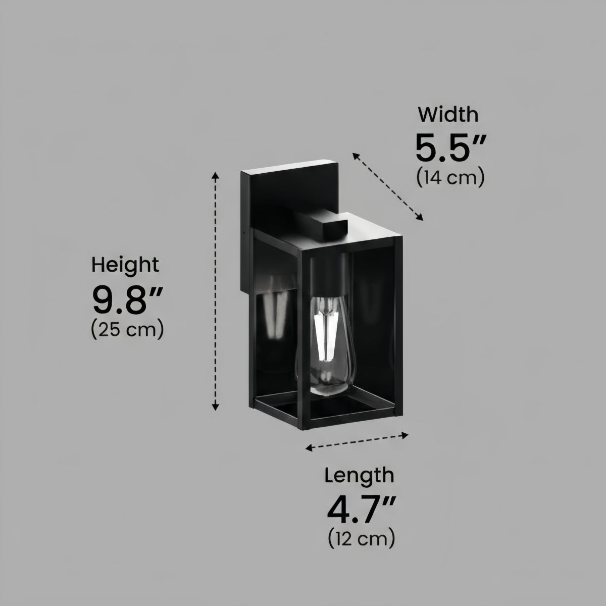 Arcato Modern Outdoor Wall Sconce – Black Stainless Steel with Clear Glass for Porch/Patio