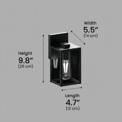 Arcato Modern Outdoor Wall Sconce – Black Stainless Steel with Clear Glass for Porch/Patio