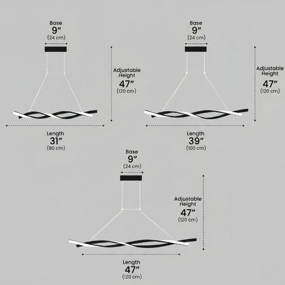 Arcato Modern Wave Design Pendant – Matte Black LED for Dining Room/Kitchen Island