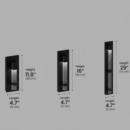 Arcato Modern Outdoor Wall Sconce – Black Stainless Steel Crystal Accents Starry Glow for Entryway