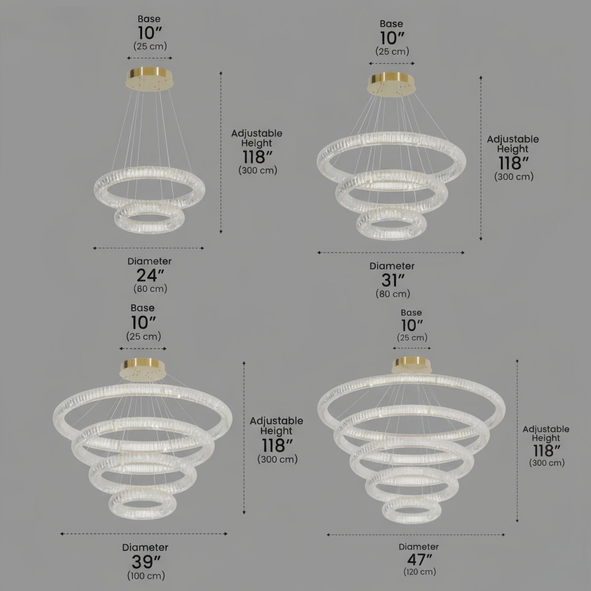 Excelis Luxury Tiered Crystal Chandelier – K9 Crystals Gold Finish Celestial Glow