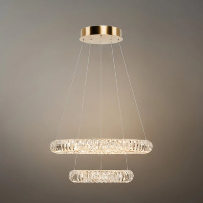 Excelis Luxury Tiered Crystal Chandelier – K9 Crystals Gold Finish Celestial Glow