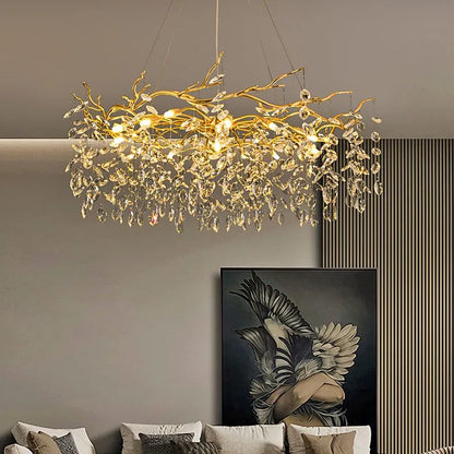 Modern Luxury Chandelier - Crystal Cluster & Gold Metal