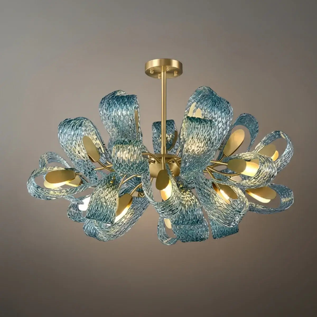 Art Deco Peacock Chandelier – Blue Feather Art Glass Contemporary for Dining Room Bedroom