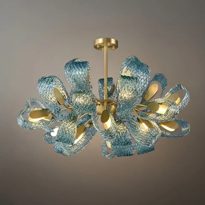 Art Deco Peacock Chandelier – Blue Feather Art Glass Contemporary for Dining Room Bedroom