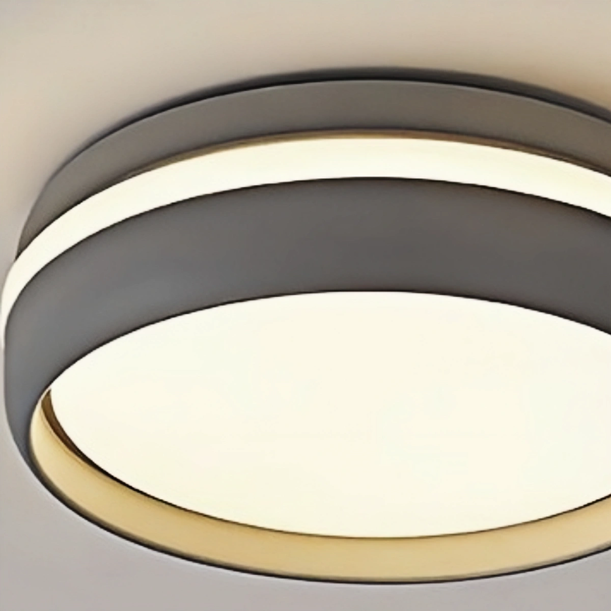 Embrace Modern Round Ceiling Light – Black or Grey Metal for Bedroom