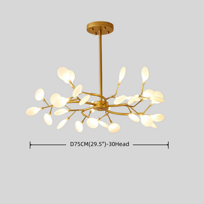 Lámpara de araña Excelis Art Déco - Diseño de ramas y luciérnagas en negro y dorado para comedor/sala de estar