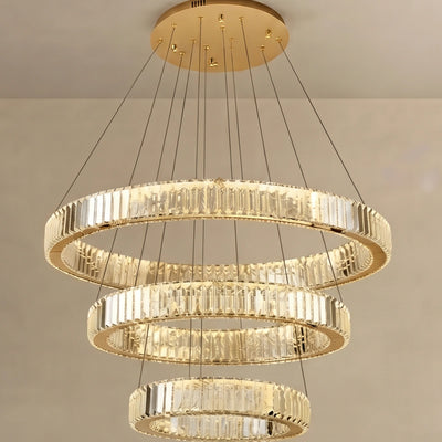 Modern Interlaced Ring Pendant Light — Radiant Gold Layered Design for Upscale Interior