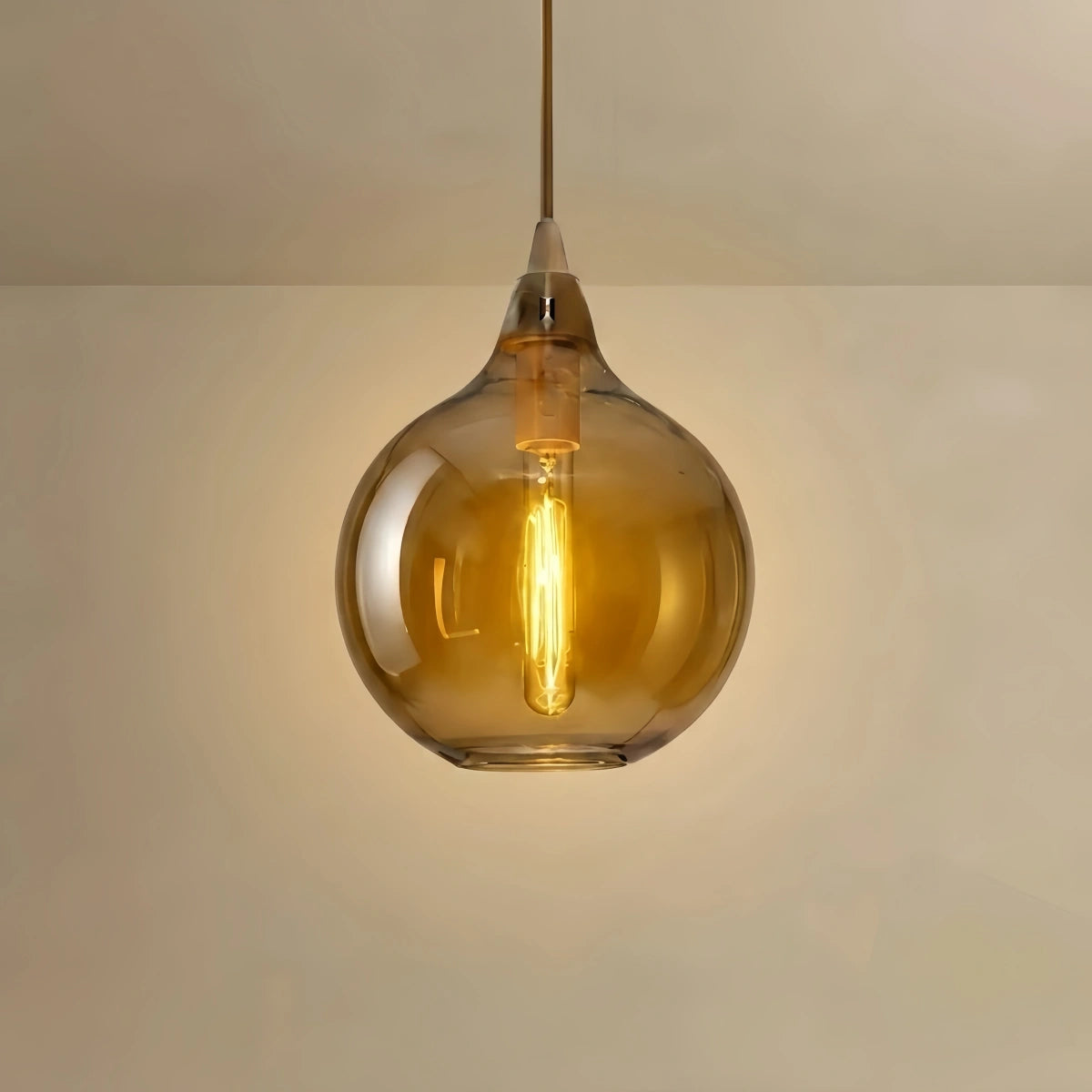 Vetro Modern Glass Pendant Light — Amber for Dining Room