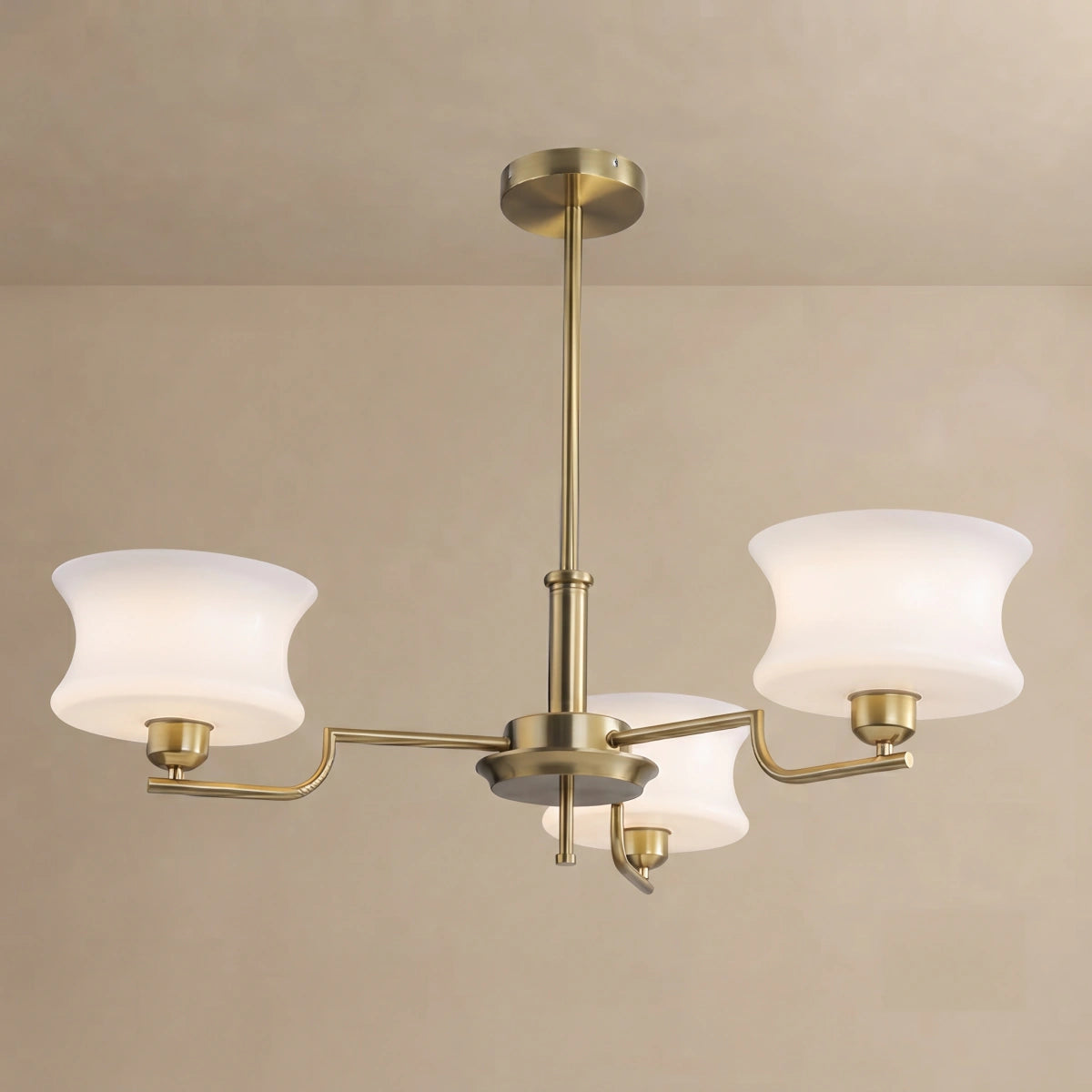 Vintage Chandelier – Gold or Chrome Glass Ceiling Light for Dining Room