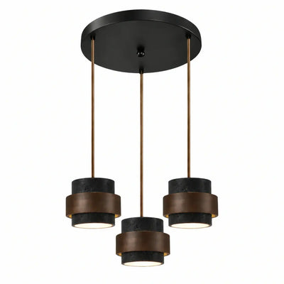 Lámpara Colgante Strata Modern Travertine — Madera de Nogal para Comedor