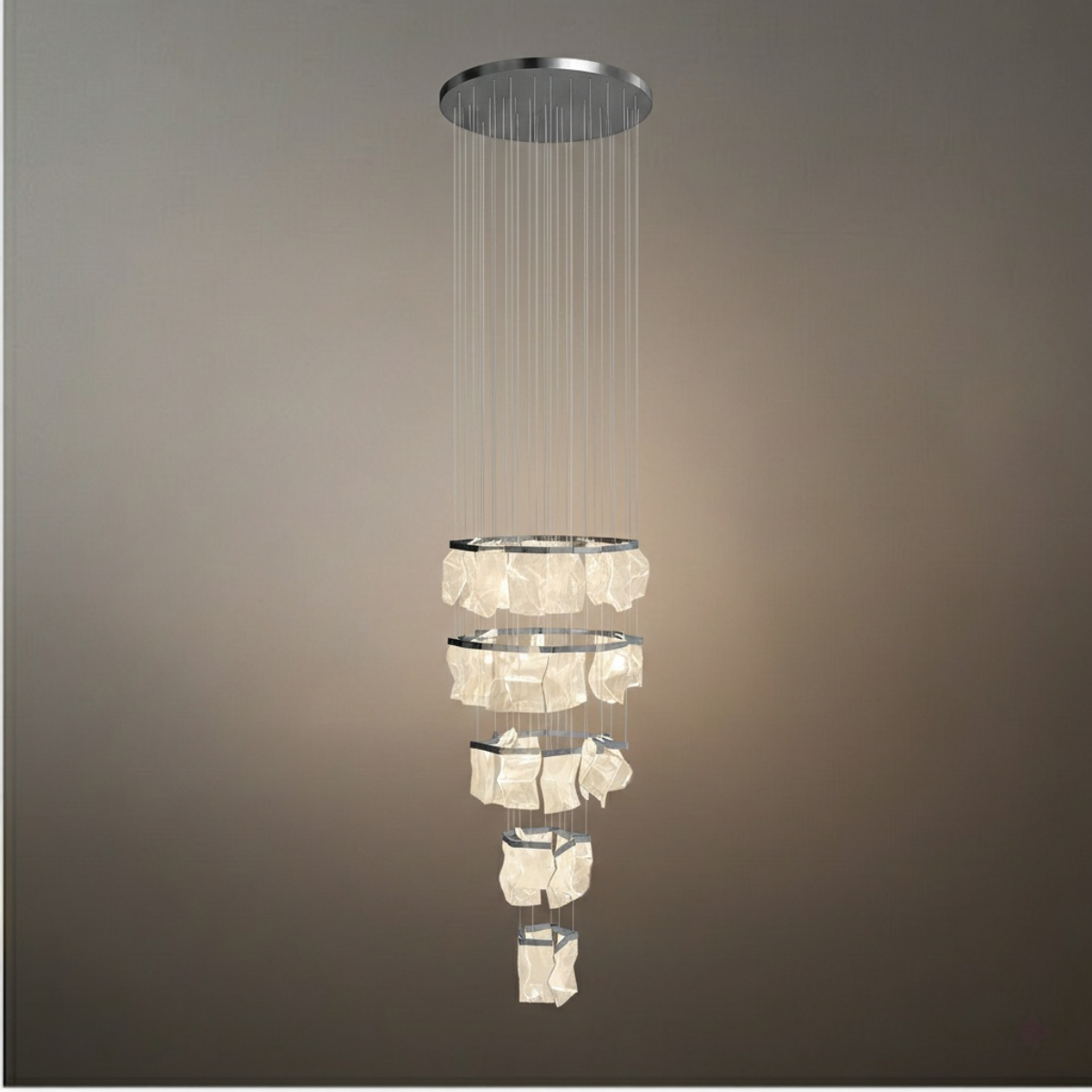 Excelis Royal Leaf-Layered Chandelier – Acrylic in Metallic Gold or Black Ash Dimmable