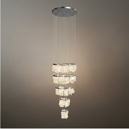 Excelis Royal Leaf-Layered Chandelier – Acrylic in Metallic Gold or Black Ash Dimmable