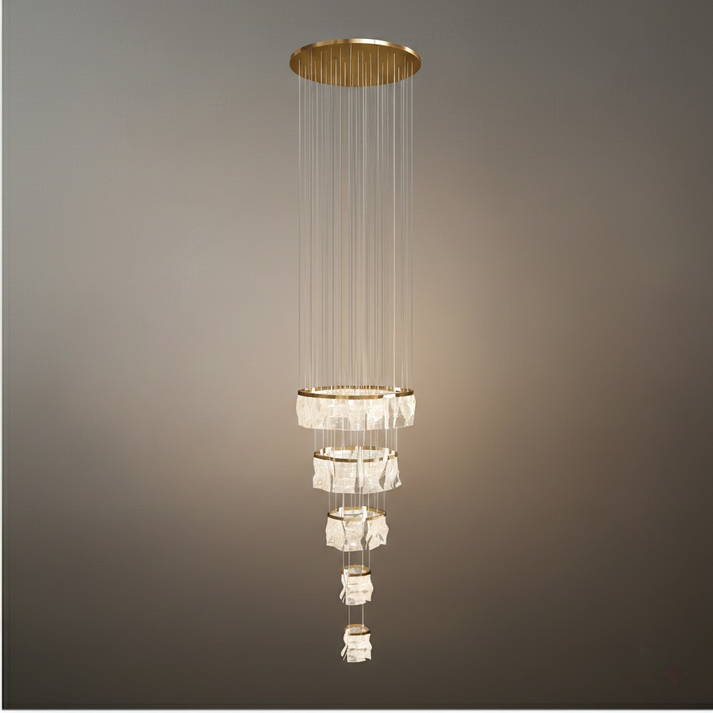 Excelis Royal Leaf-Layered Chandelier – Acrylic in Metallic Gold or Black Ash Dimmable