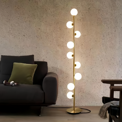 Excelis Modern Floor Lamp – Slim Design with Glass Globe for Living Room