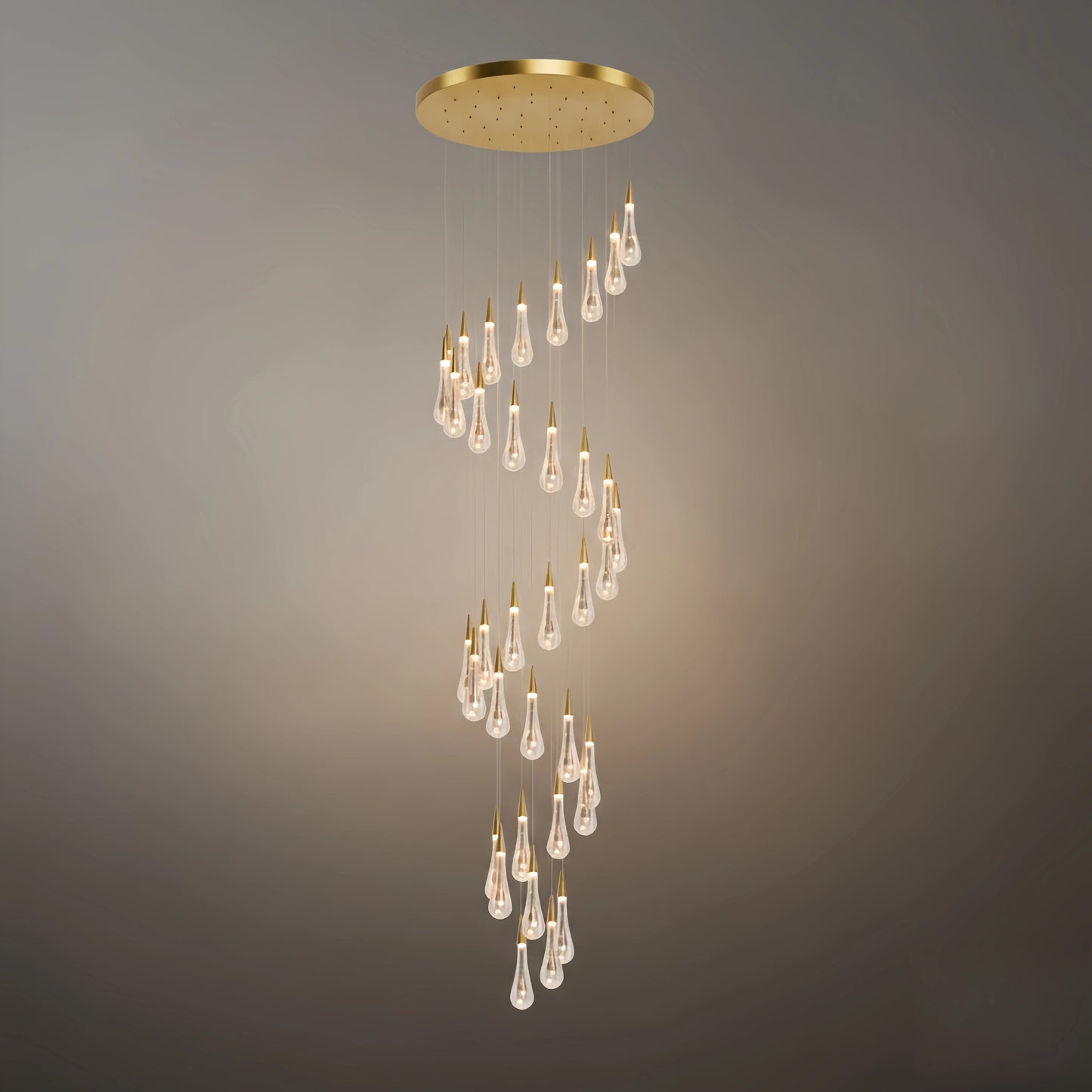 Excelis Luxury Crystal Drop Chandelier with Spiral Design