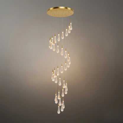 Excelis Luxury Crystal Drop Chandelier with Spiral Design