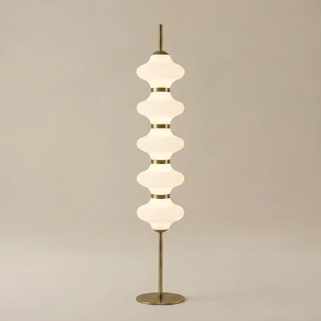 Vivara Modern Metal/Glass Floor Lamp - Orange Lantern Design for Bedroom