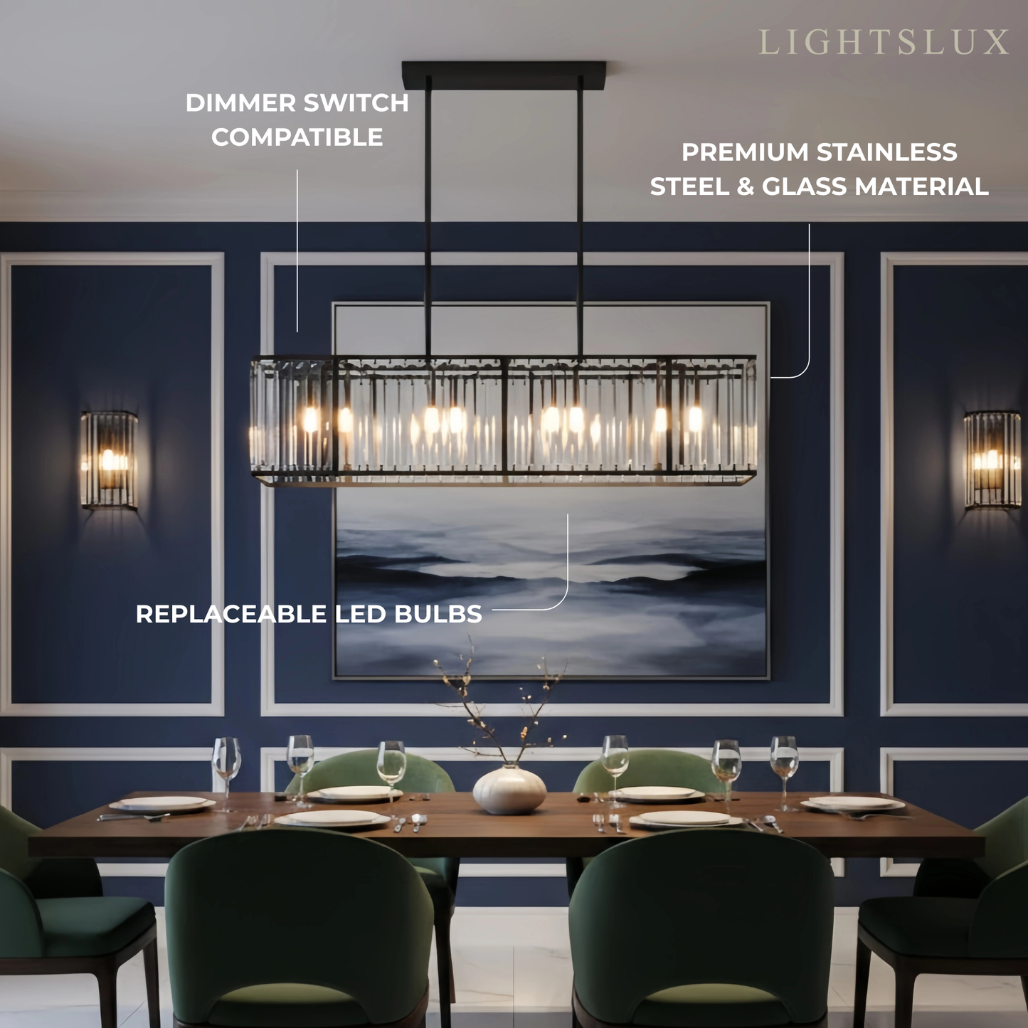 Excelis Modern Linear Chandelier – Metallic Accents for Refined Luxury Interiors