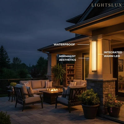Irondale Modern Black LED Outdoor Wall Sconce – Waterproof Light for Garden/Courtyard