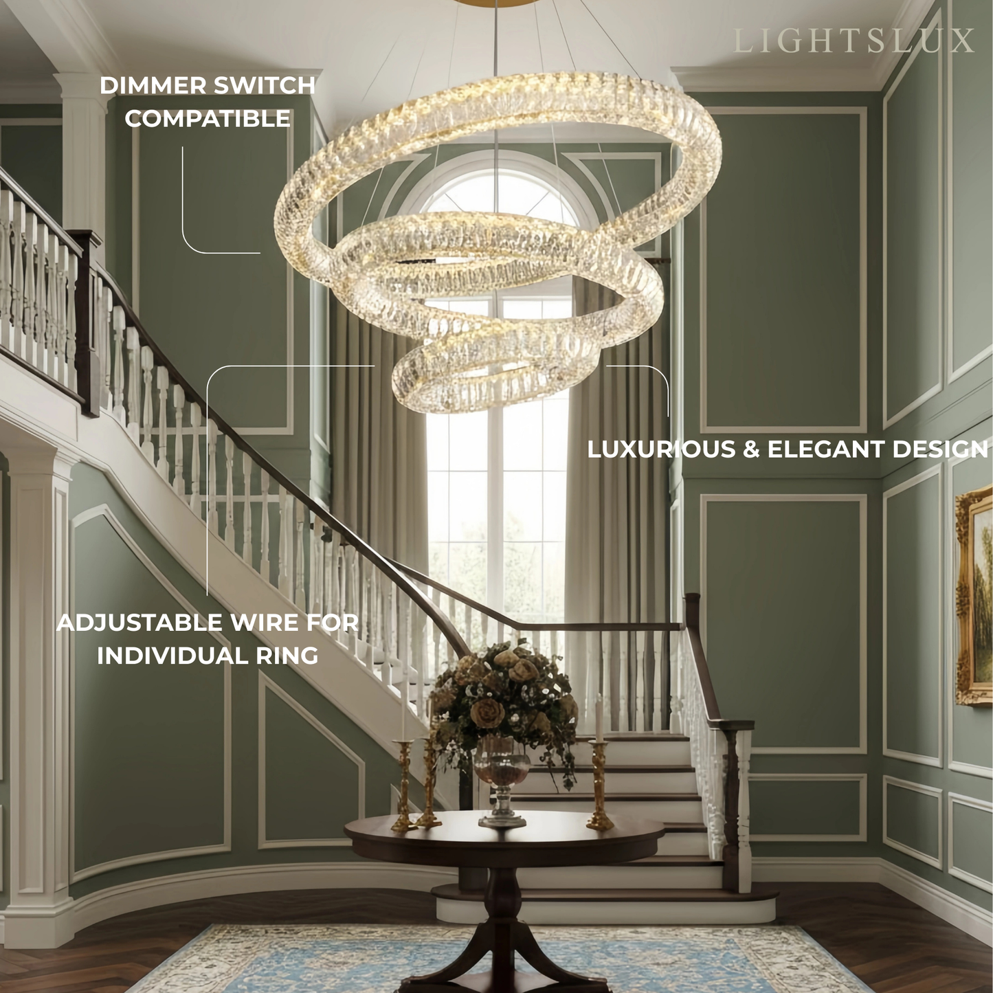 Excelis Luxury Tiered Crystal Chandelier – K9 Crystals Gold Finish Celestial Glow