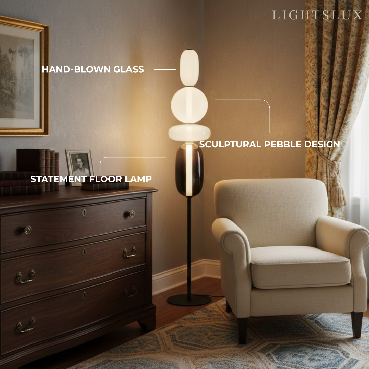 Prisma Modern Floor Lamp – Hand-Blown Crystal Interactive Design for Living Room Bedroom