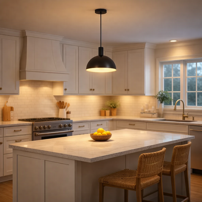 Irondale Mid-Century Pendant Light – Solid Brass in Brushed Gold/Black Matte for Dining Room