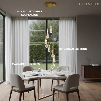 Excelis Luxury Crystal Drop Chandelier with Spiral Design