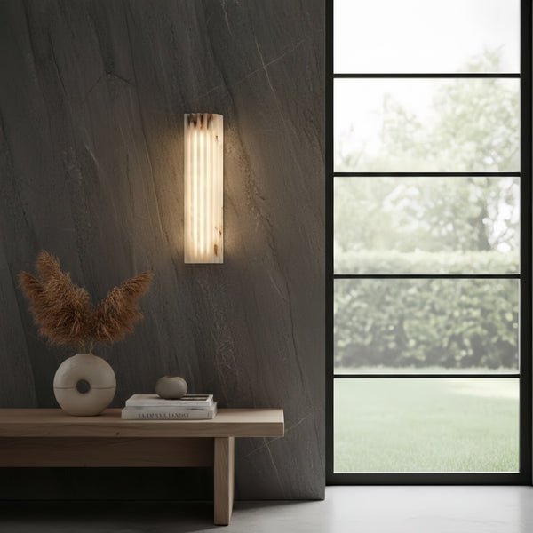 Modern Alabaster Wall Light – White Natural Stone LED Wall Lamp for Living Room