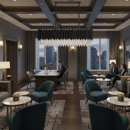 Excelis Luxury Obsidian Pendant – Black Frame Layered/High-Quality Crystals for Indoor Space