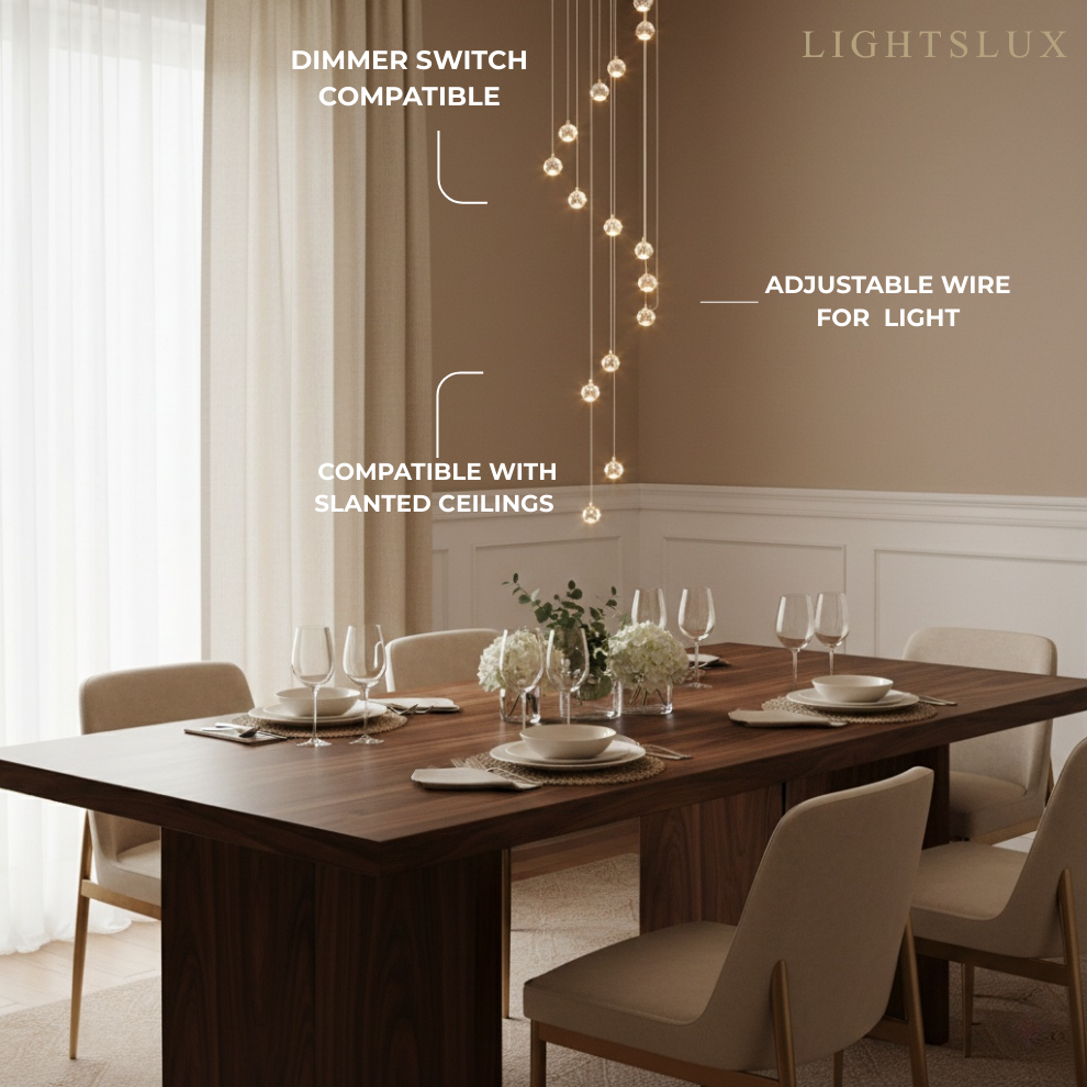 Excelis Royal Crystal Chandelier – Clear Sparkling Crystals with Warm Ambient Glow Living Room