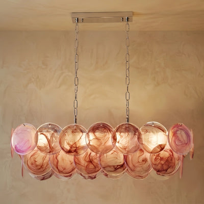 Excelis Art Deco Chandelier -- Handcrafted Iridescent Cloud Glass for Bedroom