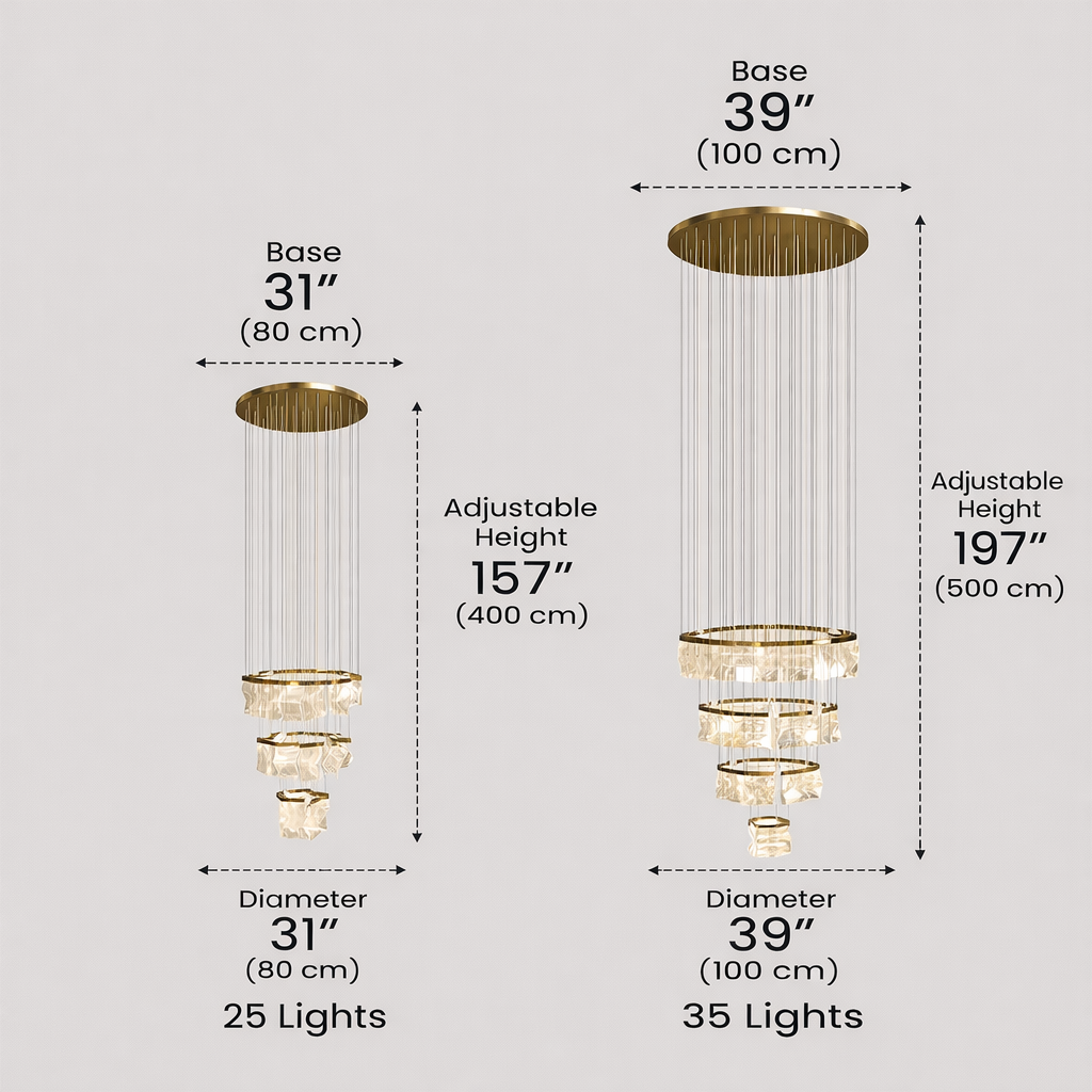 Excelis Royal Leaf-Layered Chandelier – Acrylic in Metallic Gold or Black Ash Dimmable