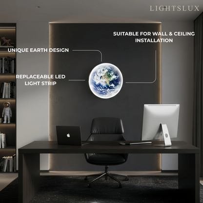 Lunara Modern Earth Topographic Wall Lamp – Globe-Like Glow Art Deco Artistic Lighting
