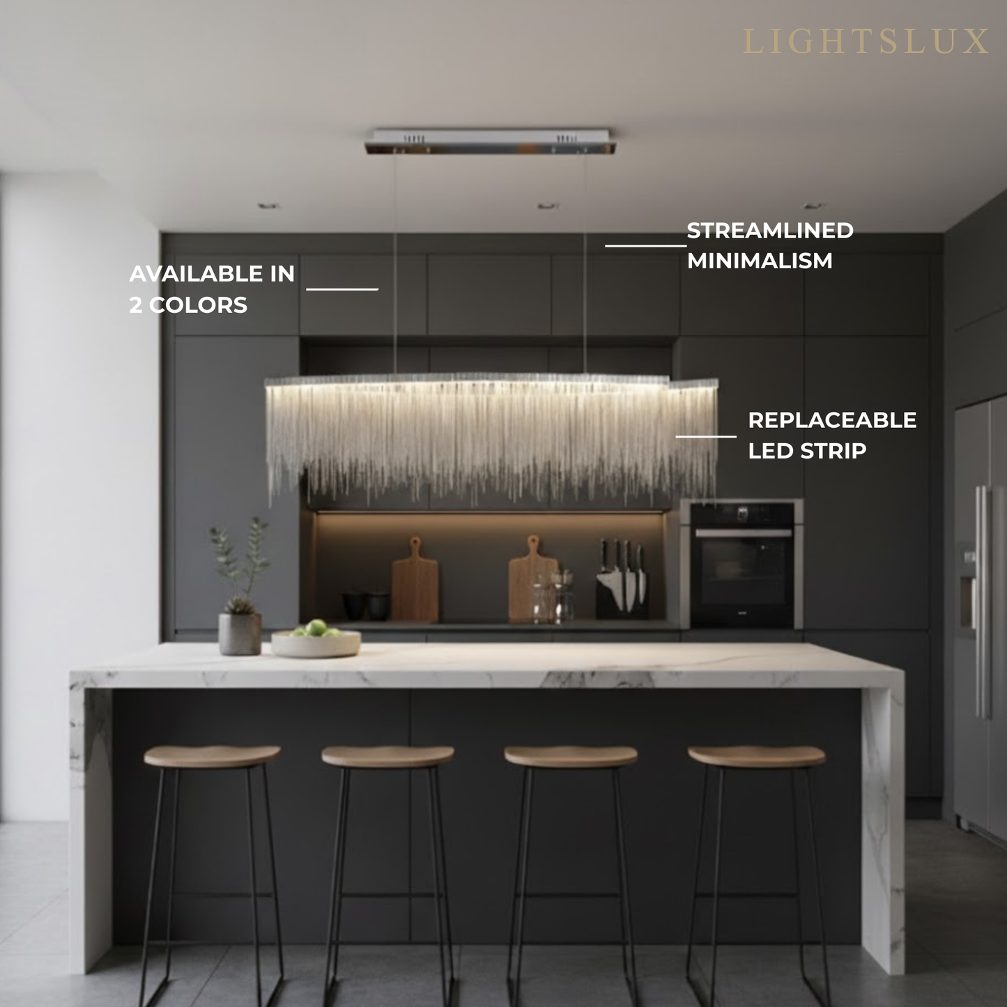 Gold or Chrome Pendant Light – Luxury Tassel Metal Fixture for Dining Room