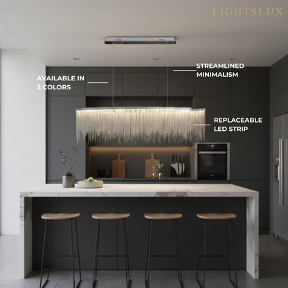 Gold or Chrome Pendant Light – Luxury Tassel Metal Fixture for Dining Room