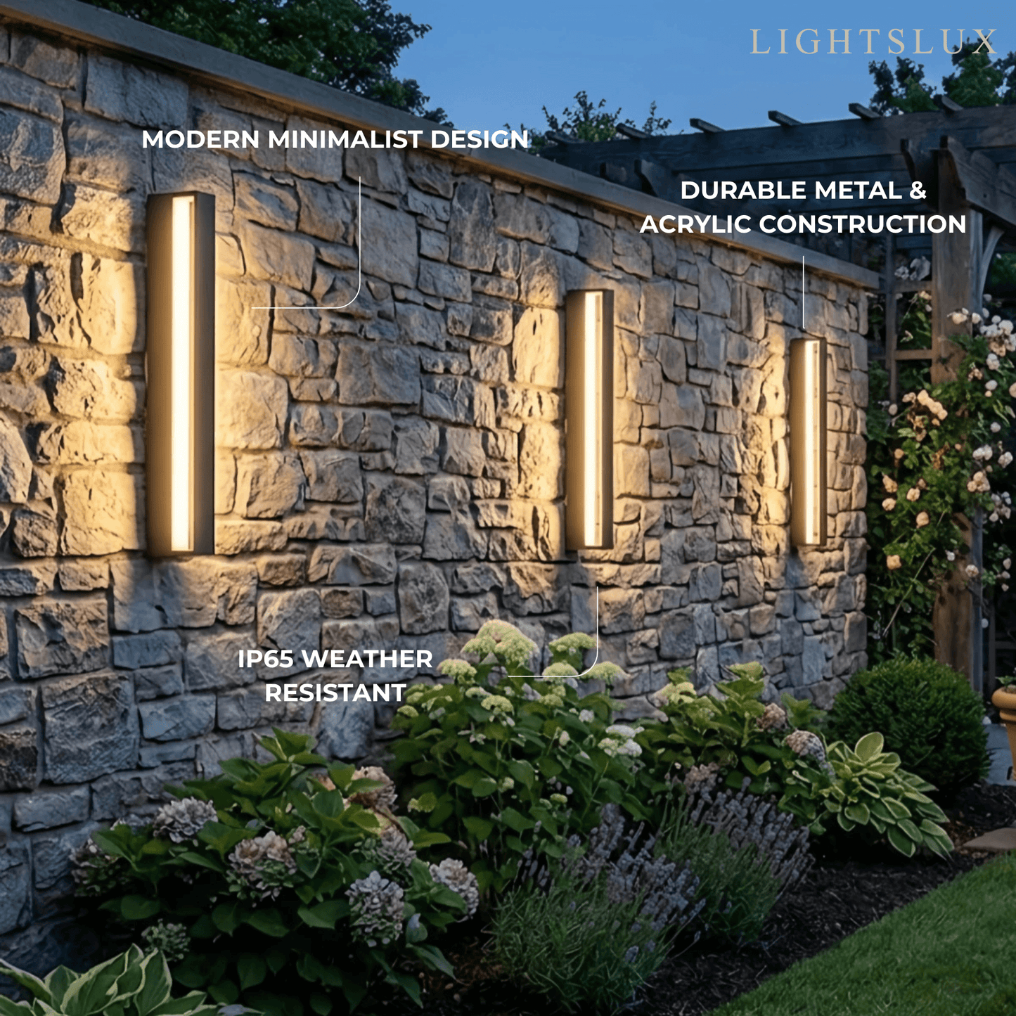 Arcato Modern Rectangular Outdoor Wall Lamp – Metal Sensor Light Garden/Patio