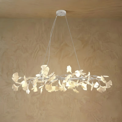 Modern Ginkgo Chandelier – Ceramic Petal Ceiling Light in Gold for Dining Room