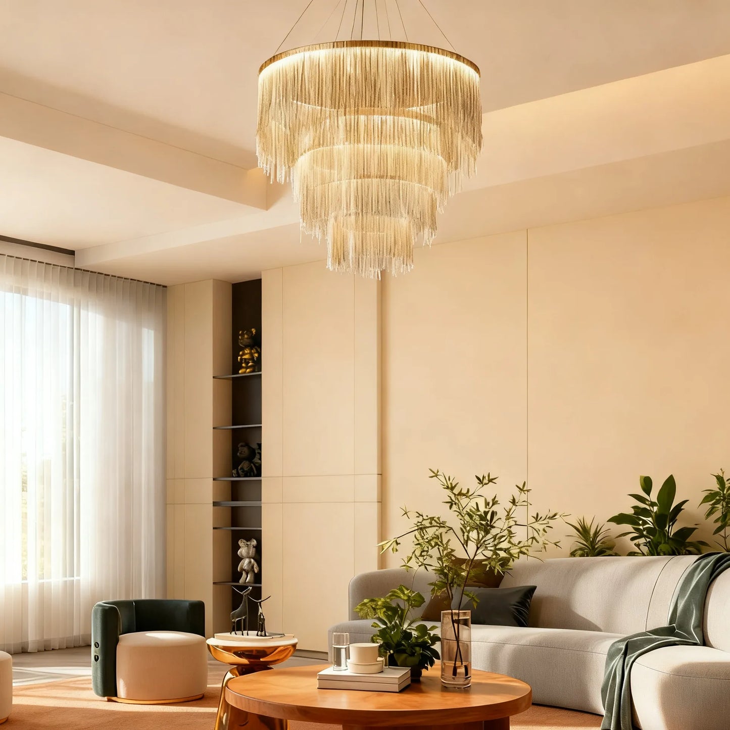 Velora Royal Pendelleuchte – Ausführung in Gold/Silber/Roségold für das Wohnzimmer