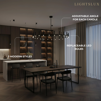 Nebula Modern Contemporary Candle Chandelier with Adjustable